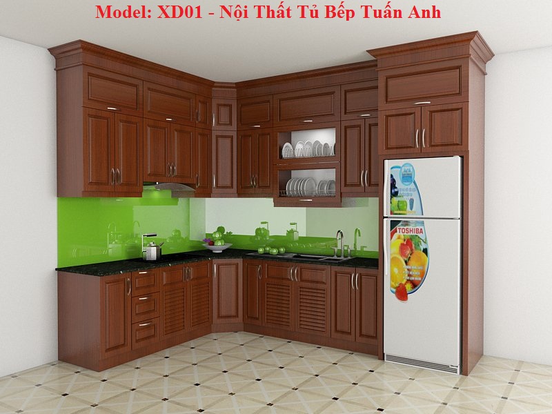 Tủ Bếp Gỗ Xoan Đào XD01